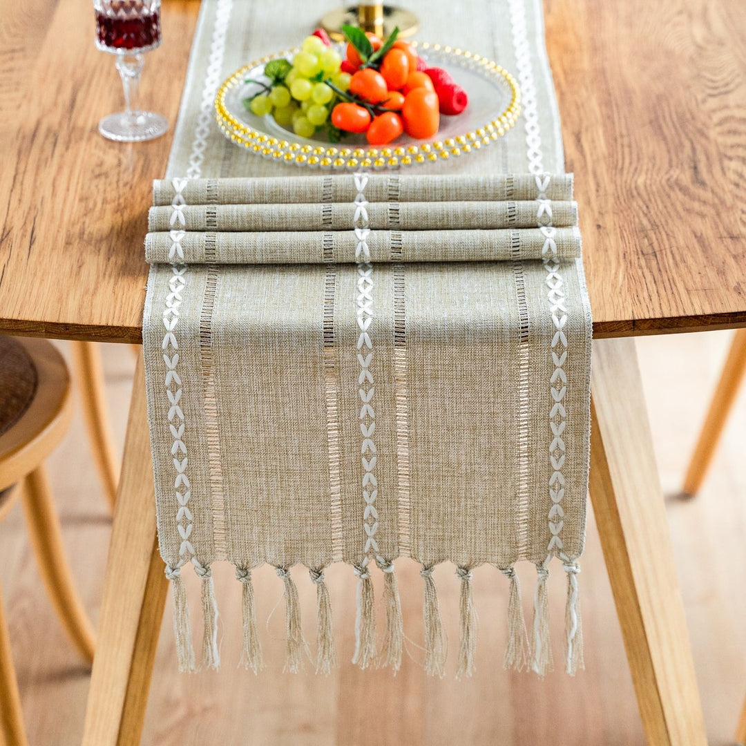 Cloudy Day Tassel Table Runner