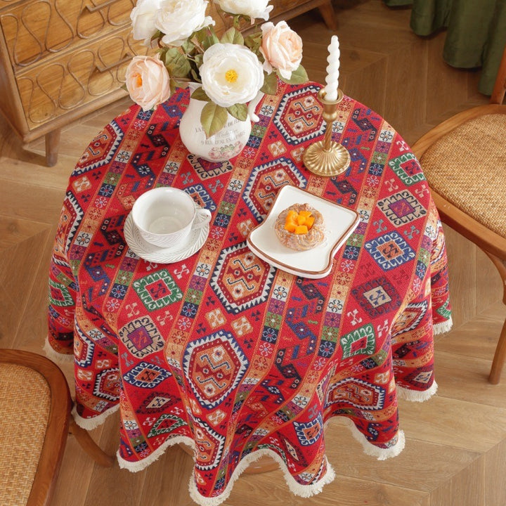 Red Fiesta Round Tablecloth