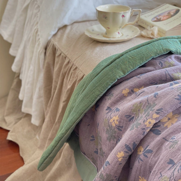 French Vintage Floral Summer Quilted Blanket