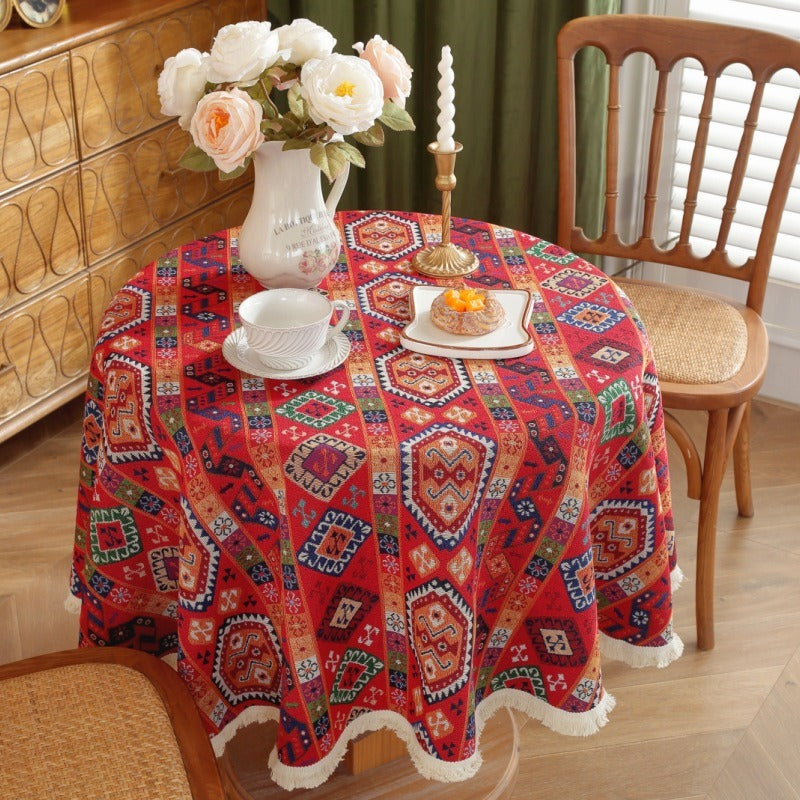 Red Fiesta Round Tablecloth