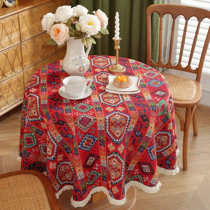 Red Fiesta Round Tablecloth