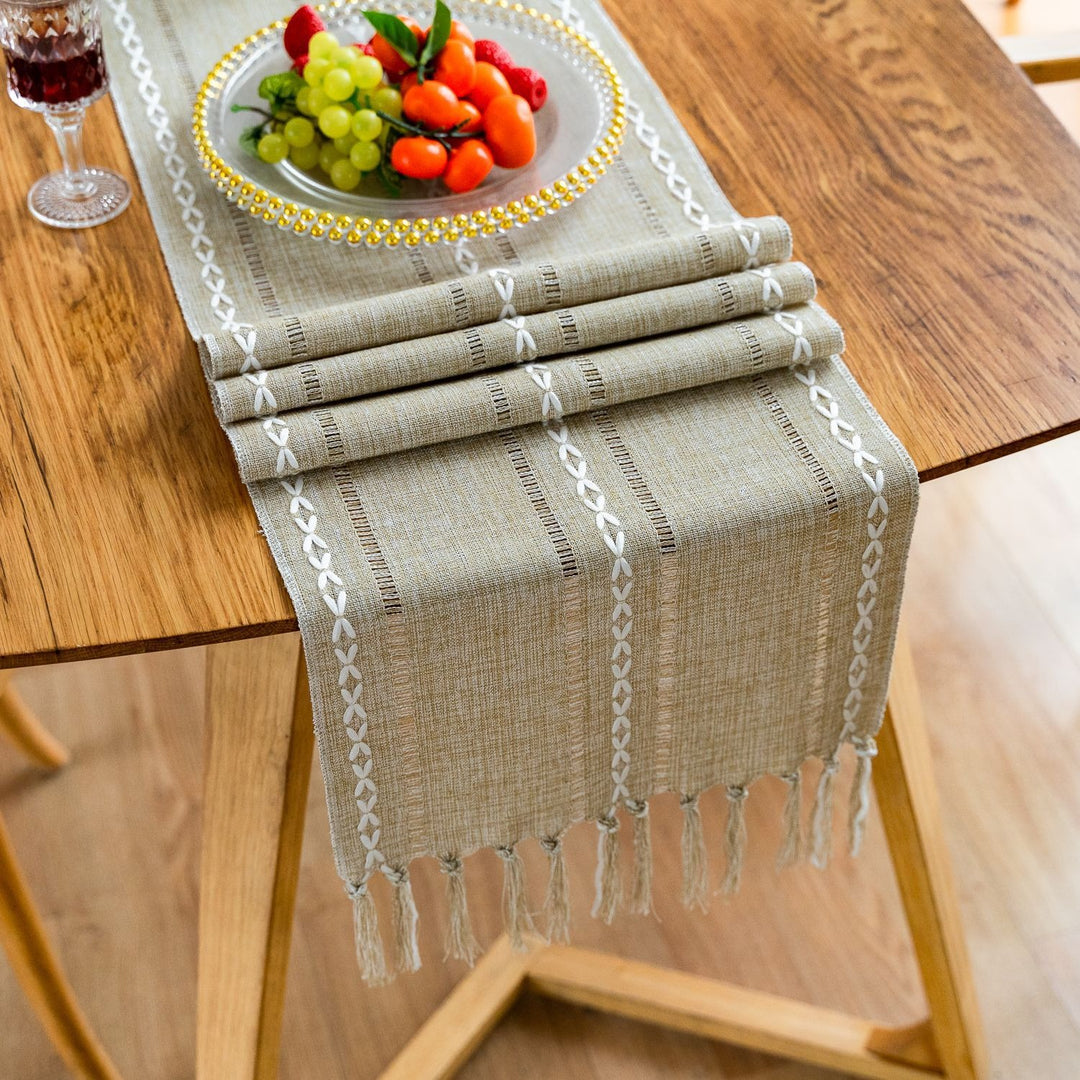 Cloudy Day Tassel Table Runner