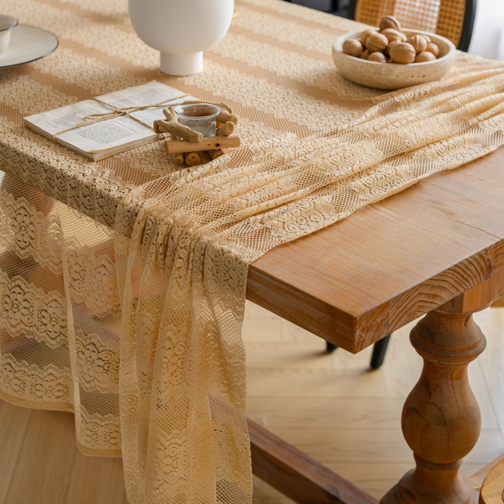 Retro Stripe Lace Tablecloth