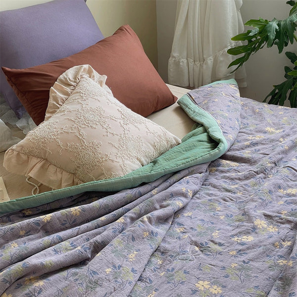 French Vintage Floral Summer Quilted Blanket