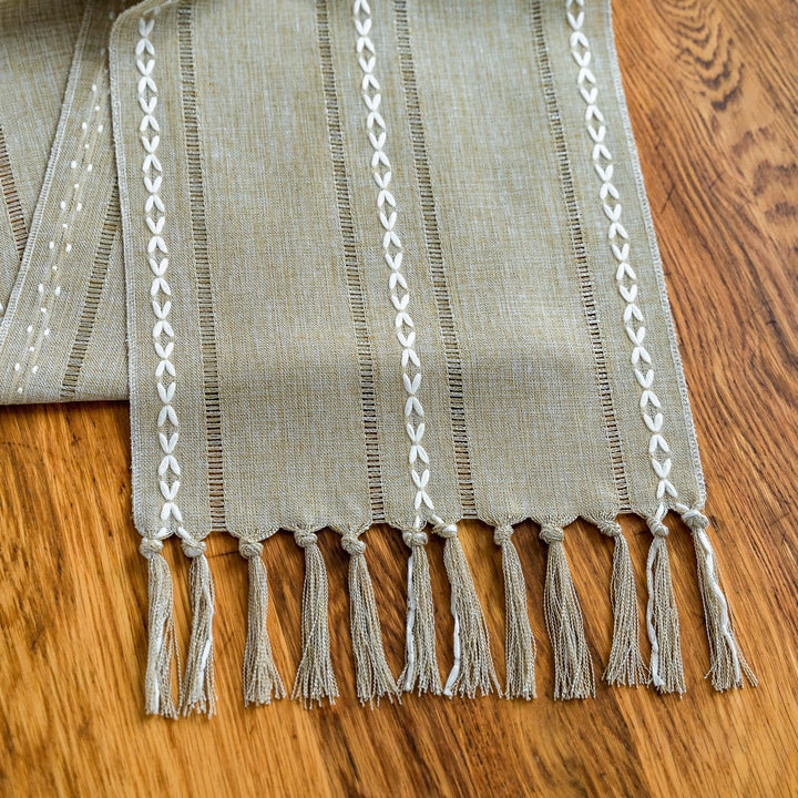 Cloudy Day Tassel Table Runner