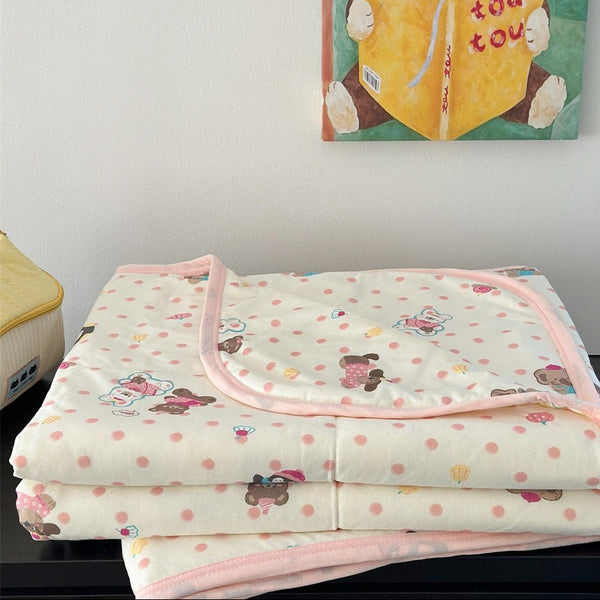Pink Polka Summer Quilted Blanket