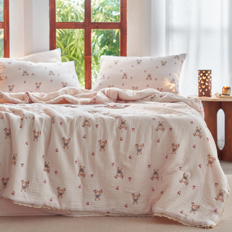 Bear & Cherry Summer Quilted Blanket