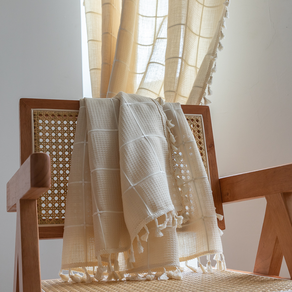 Sunlit Check Fringe Curtain