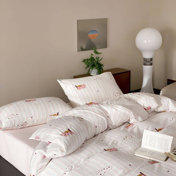 Kitty Stripe Dots Bedding Set