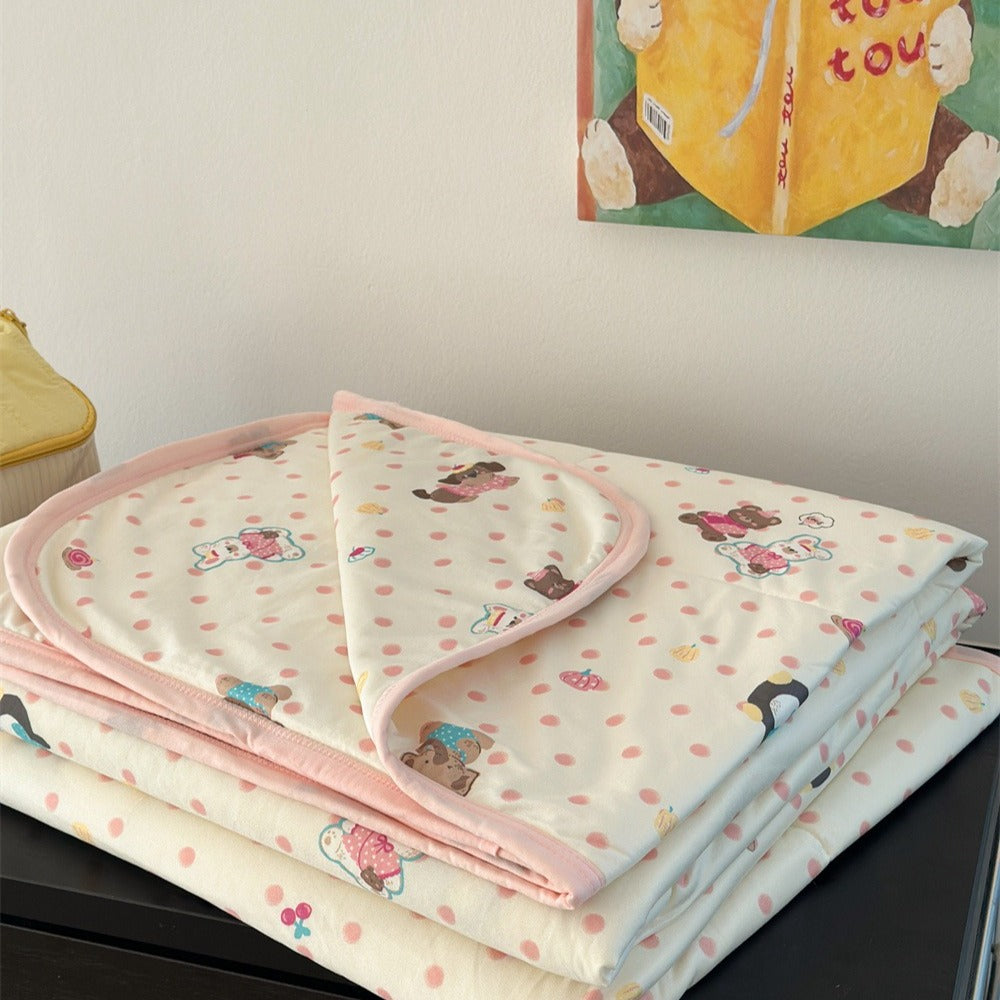 Pink Polka Summer Quilted Blanket