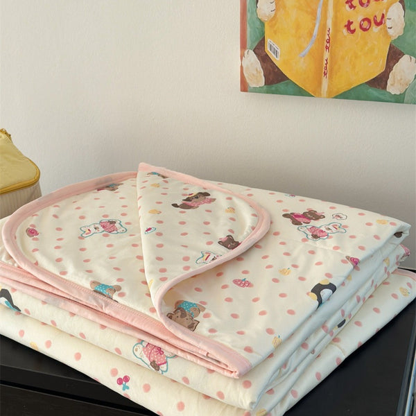 Pink Polka Summer Quilted Blanket