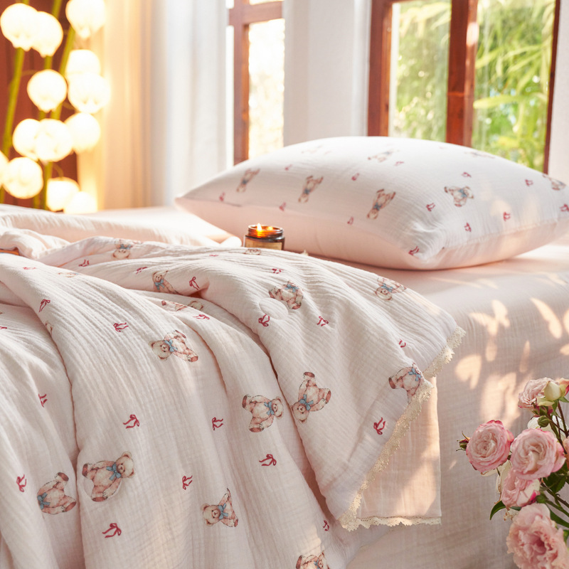 Bear & Cherry Summer Quilted Blanket