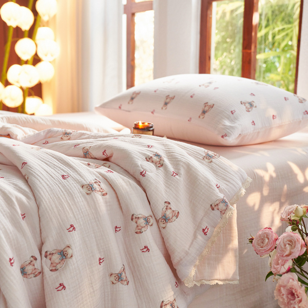 Bear & Cherry Summer Quilted Blanket