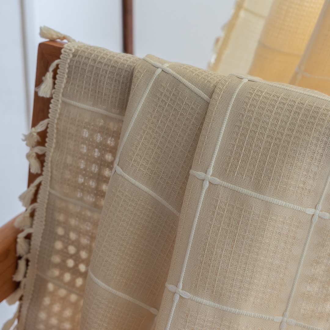 Sunlit Check Fringe Curtain