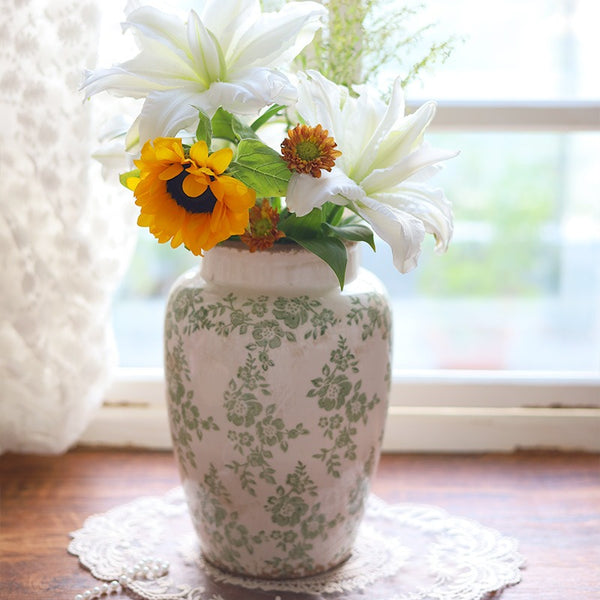 Green Garden Ceramic Vase