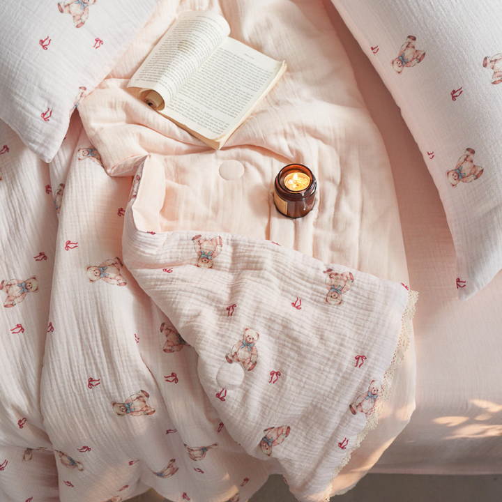 Bear & Cherry Summer Quilted Blanket