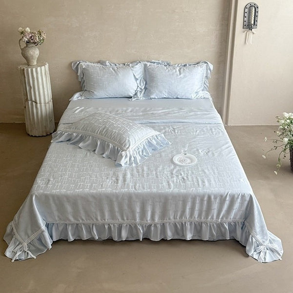 Vivian Bow Jacquard Summer Quilted Blanket Set