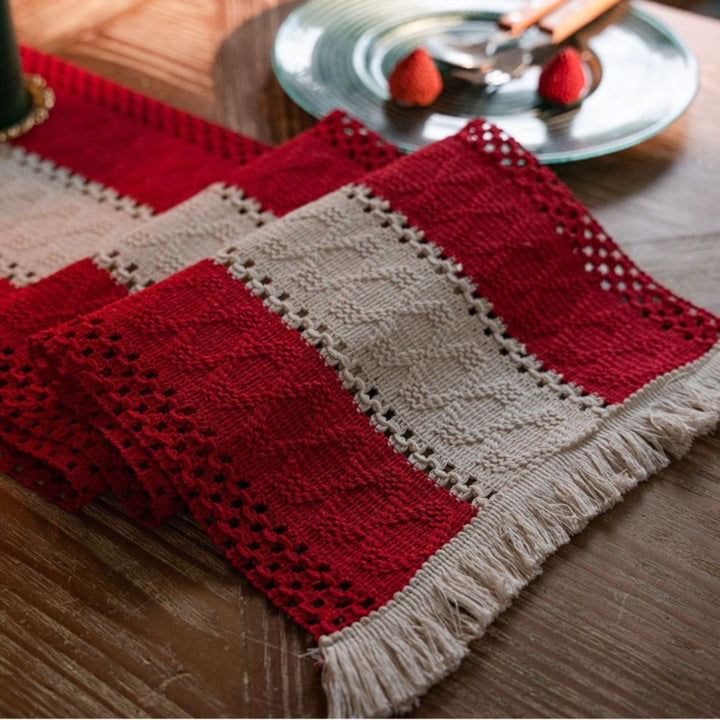Crimson Stripe Table Runner