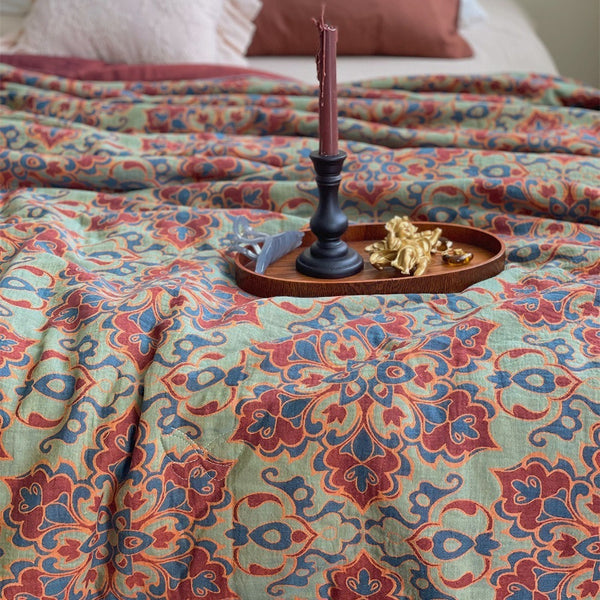 French Vintage Floral Summer Quilted Blanket