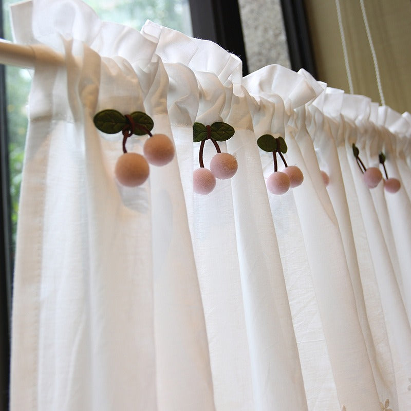 Sweet Lace with Cherry Cabinet Curtain