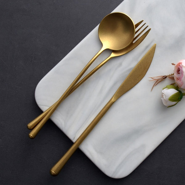 Retro Matte Gold Cutlery