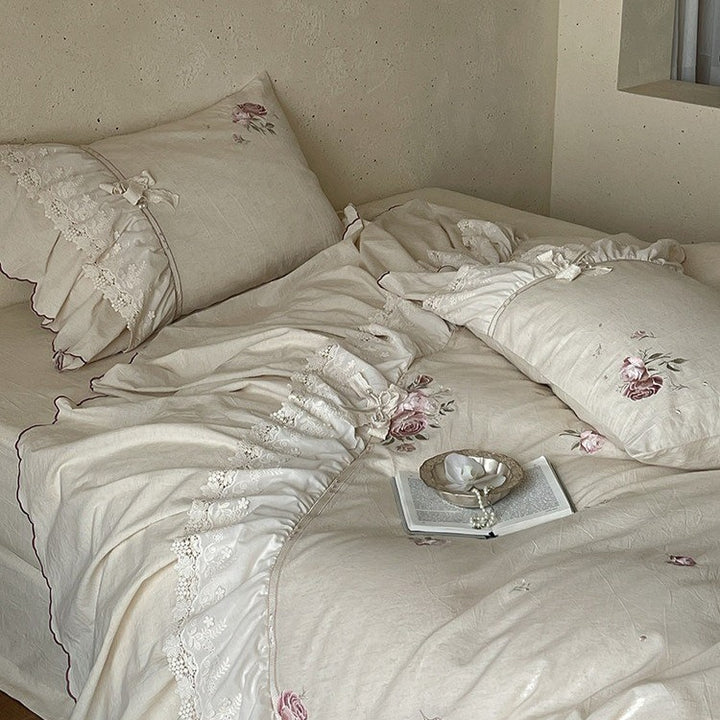 Old Rose Embroidery Bedding Set