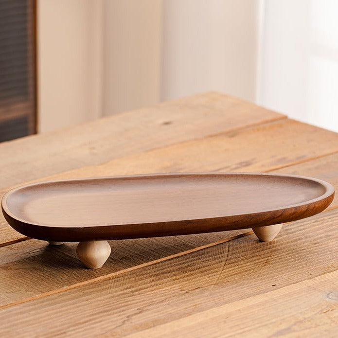 Legged Wooden Oval Tray Set