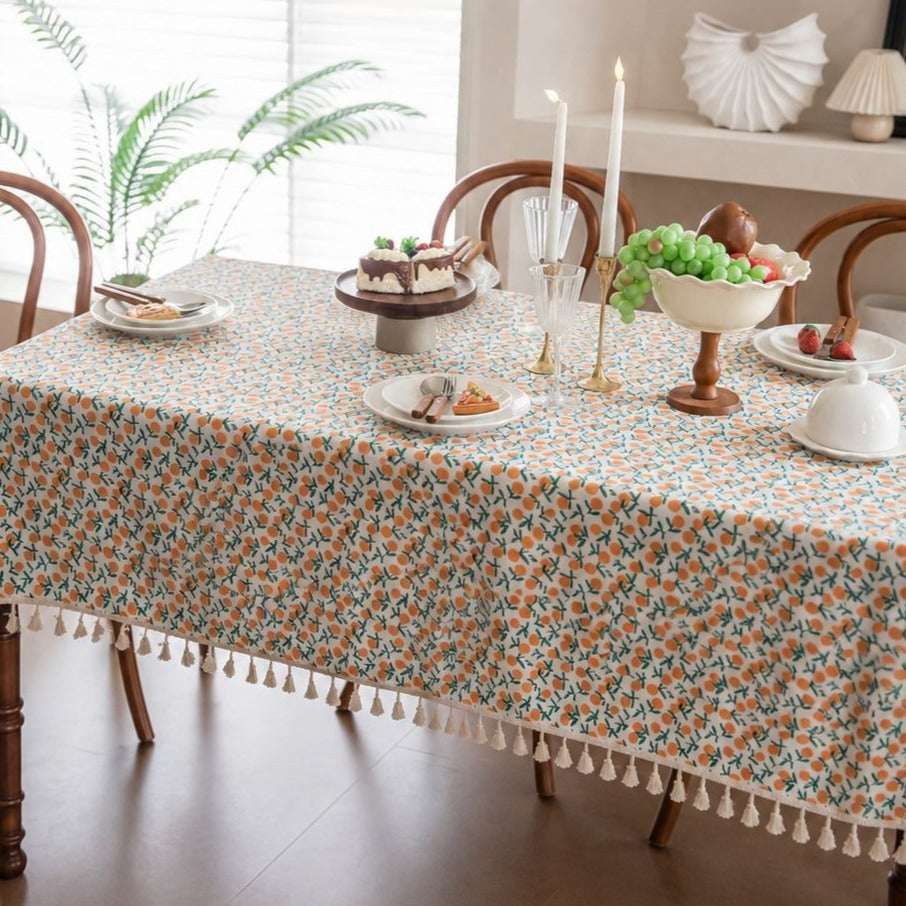 Summer Mandarin Tassel Tablecloth