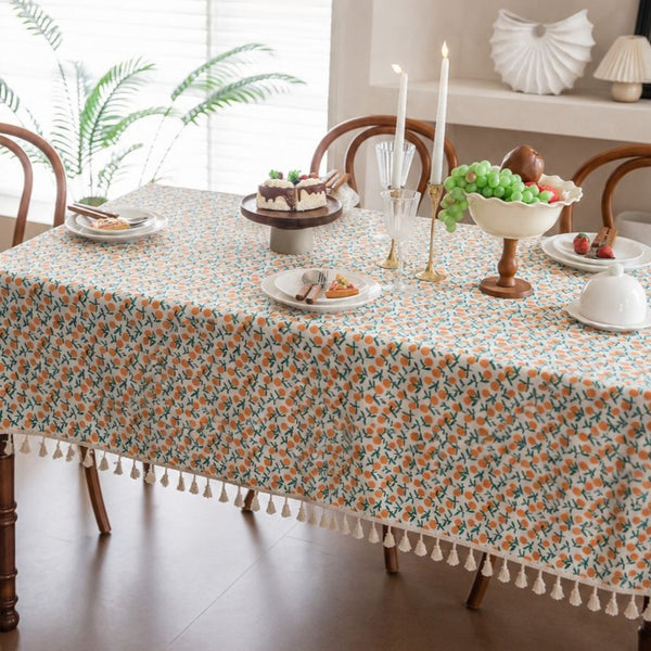 Summer Mandarin Tassel Tablecloth