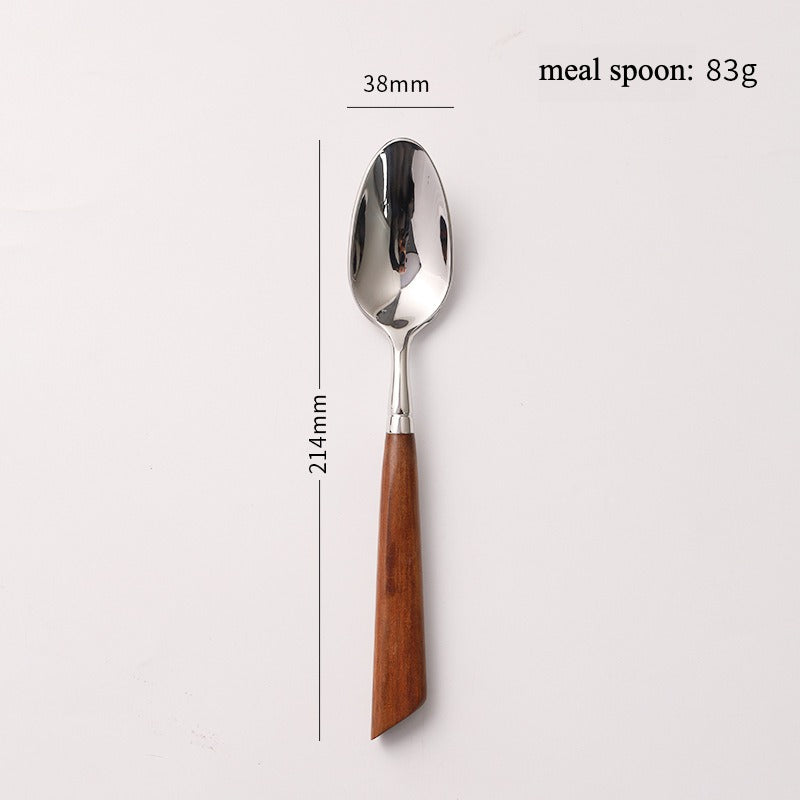 Wood Handle Silver Cutlery Set