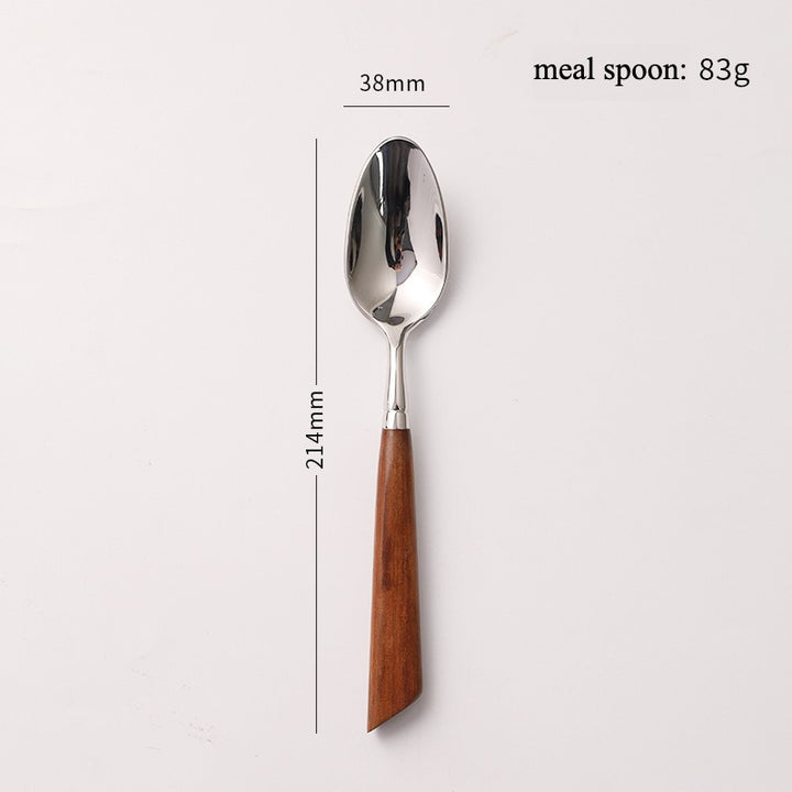 Wood Handle Silver Cutlery Set