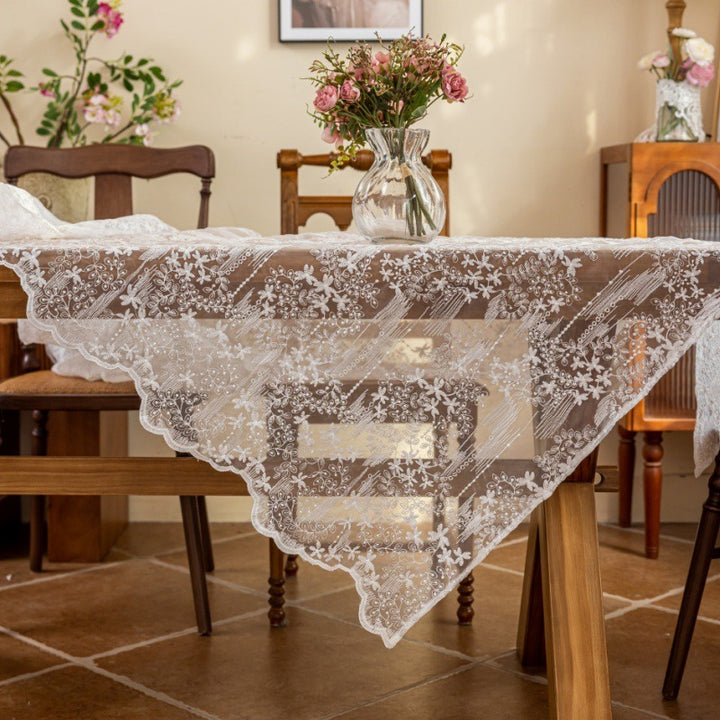Sheer Lace Floral Tablecloth