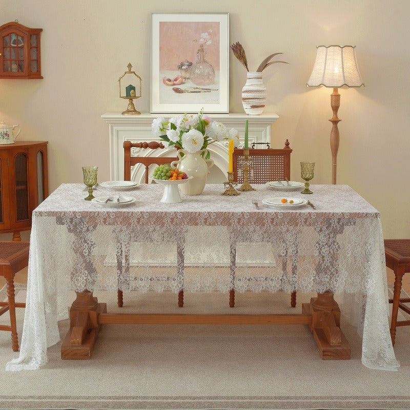 White Rose Lace Tablecloth