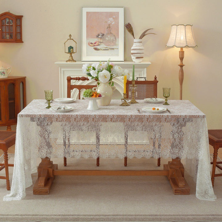 White Rose Lace Tablecloth