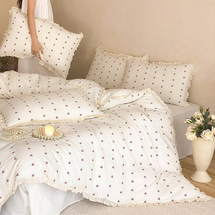 Ditsy Cherry Ruffle Bedding Set