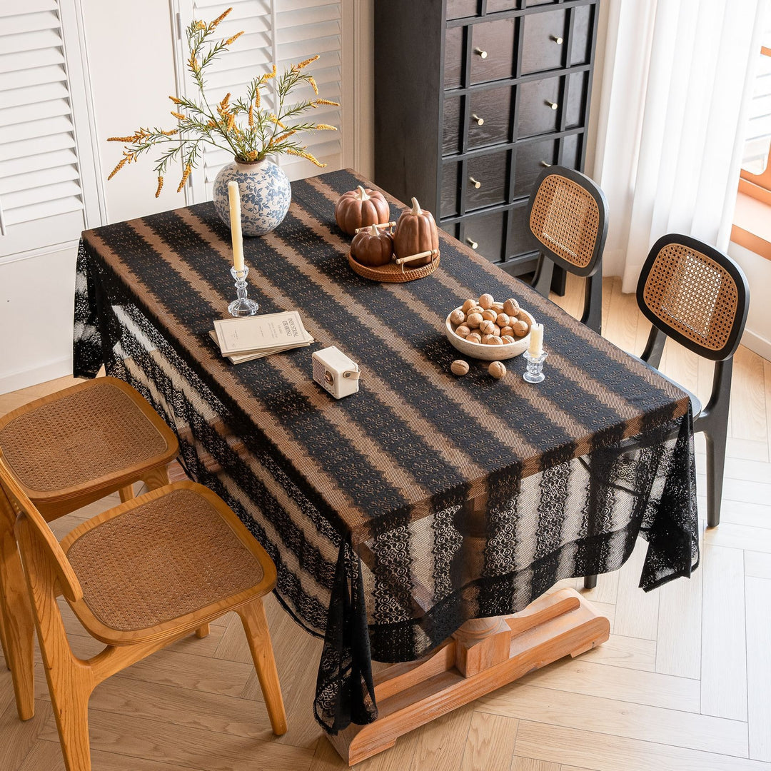 Retro Stripe Lace Tablecloth
