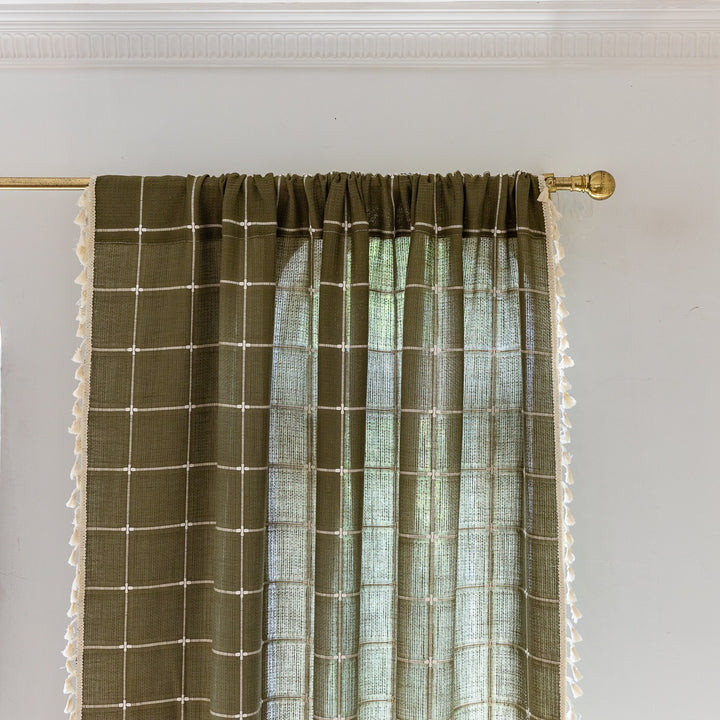 Sunlit Check Fringe Curtain
