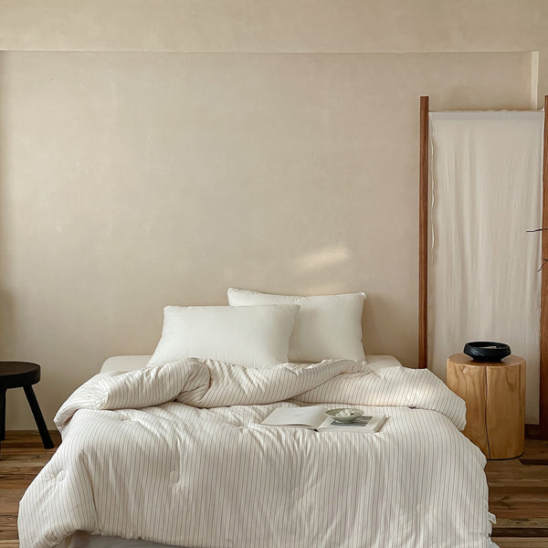 Beige Stripe Summer Quilted Blanket