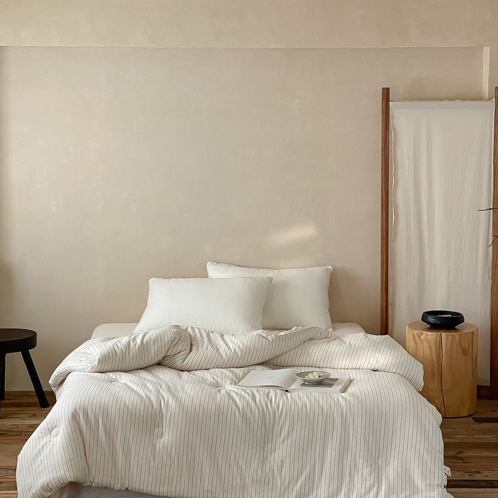 Beige Stripe Summer Quilted Blanket