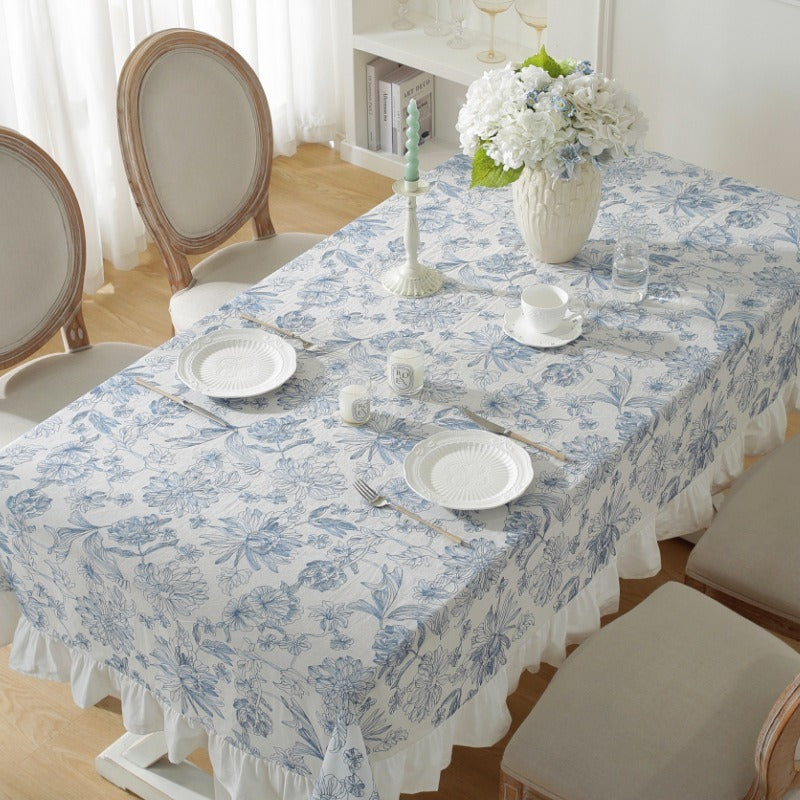 Blue Floral Tablecloth