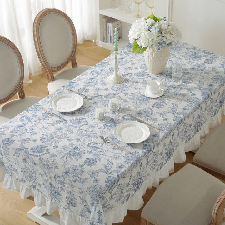 Blue Floral Tablecloth