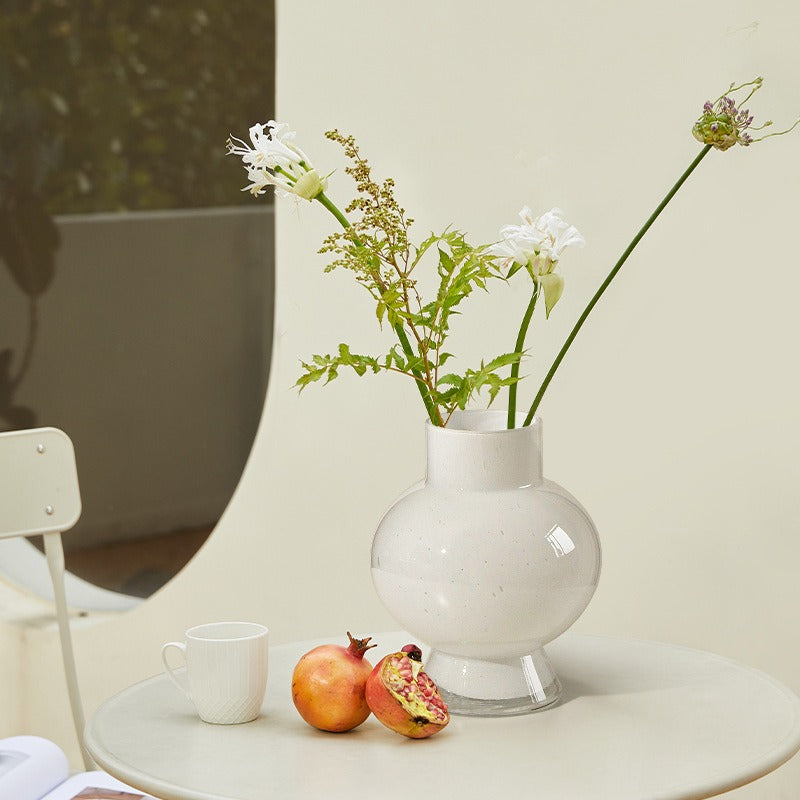 Graceful White  Glass Vase