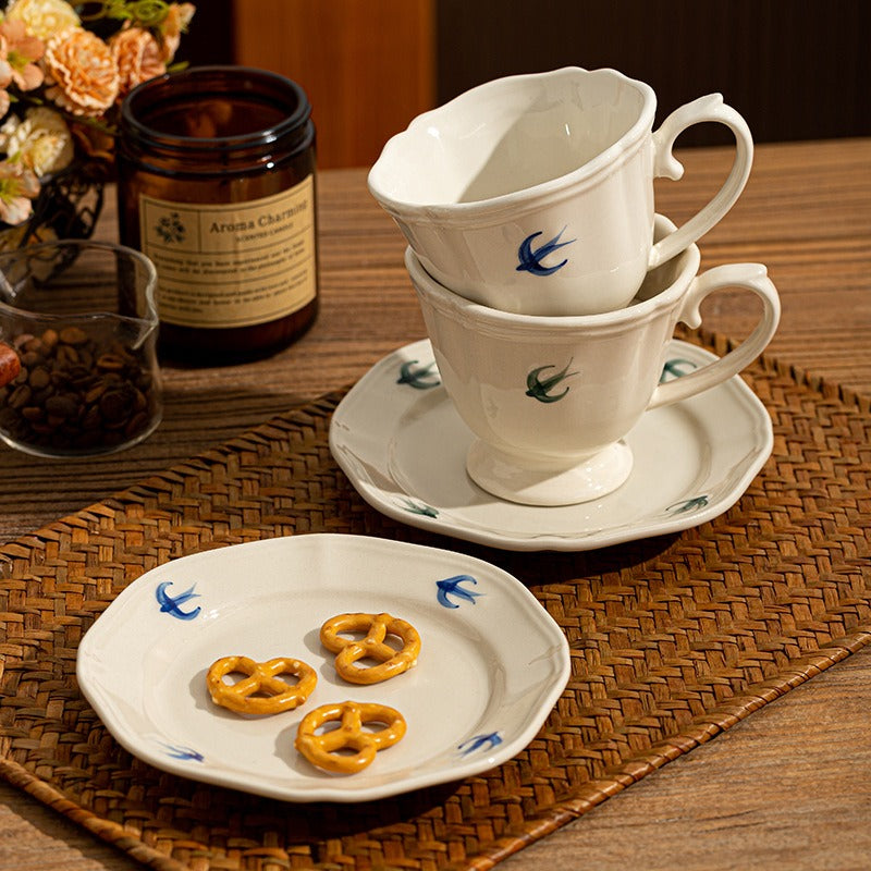 Blue Swallow Tea Cup Set