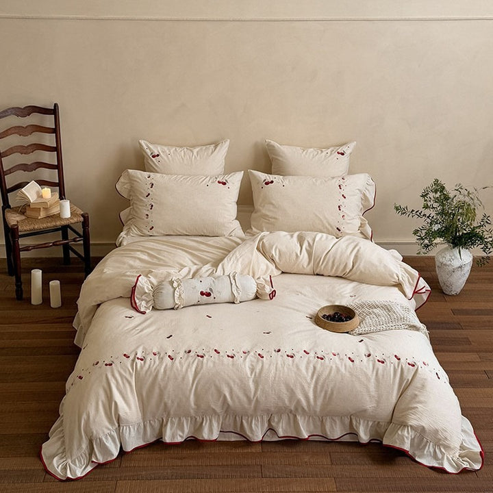 Cherry Kiss Ruffle Bedding Set