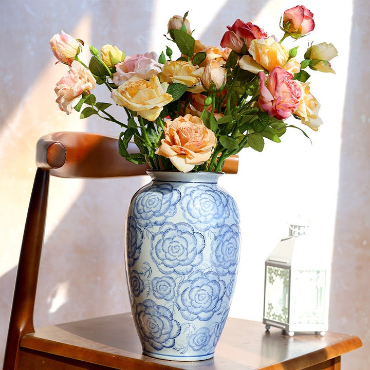 Blooming Roses Ceramic Vase