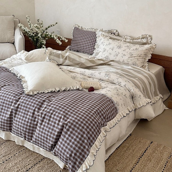 Lavender Cotton Linen Bedding Set