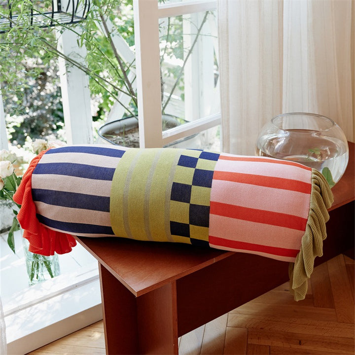 Playful Patchwork Bolster Cushion