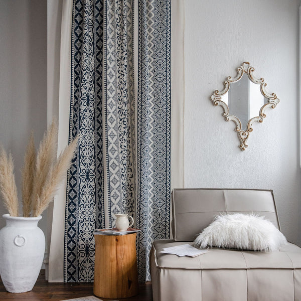 Santorini Blue Stripe Curtain
