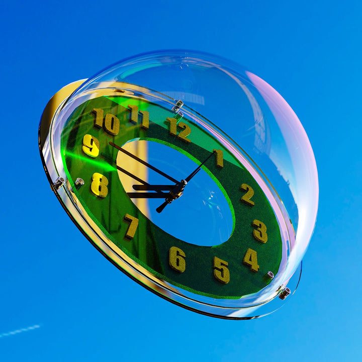 Chrome Green Reflector Clock