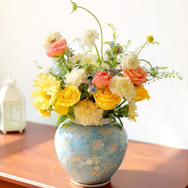 Blue Garden Ceramic Vase